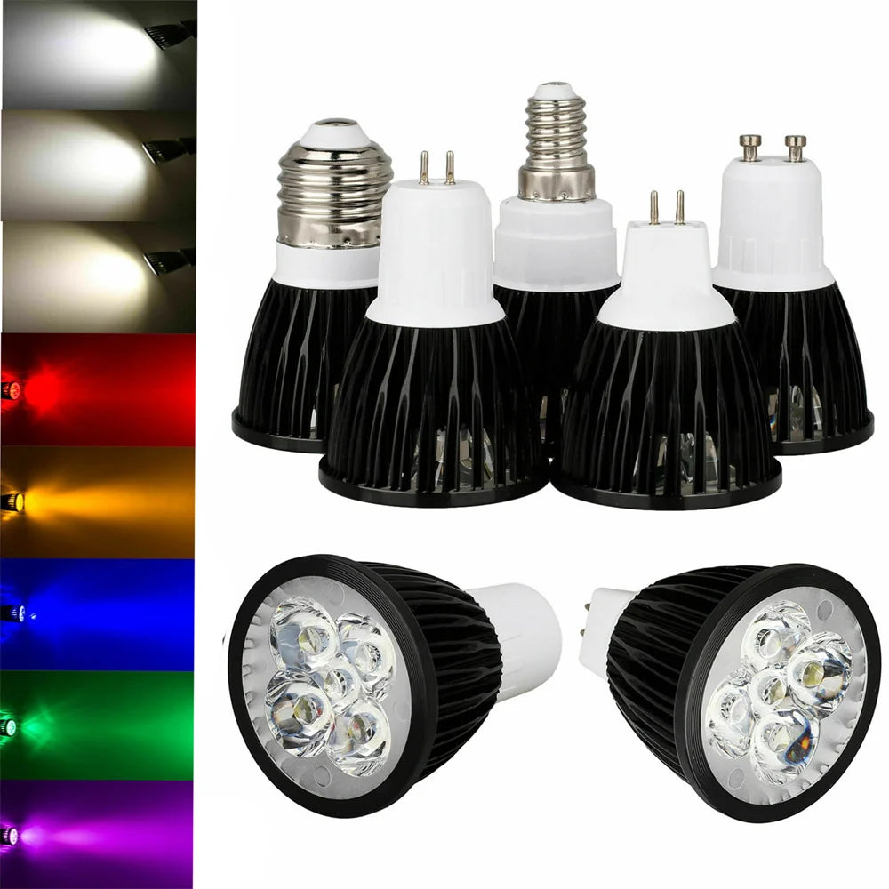 Dimmable LED Spotlight 9W 12W 15W E26 E14 GU10 MR16 B22 CRI 80+ 120° AC 85-265V