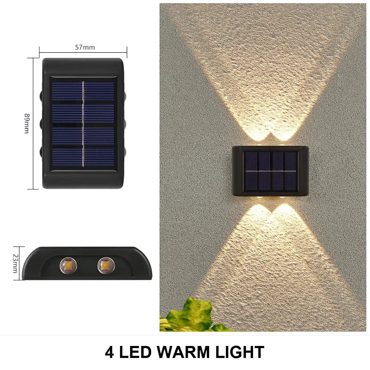 Solar LED Wall Lamp IP65 Waterproof Up and Down Light ABS PC Polycrystalline Panel Auto Dusk to Dawn Garden Yard Balcony
