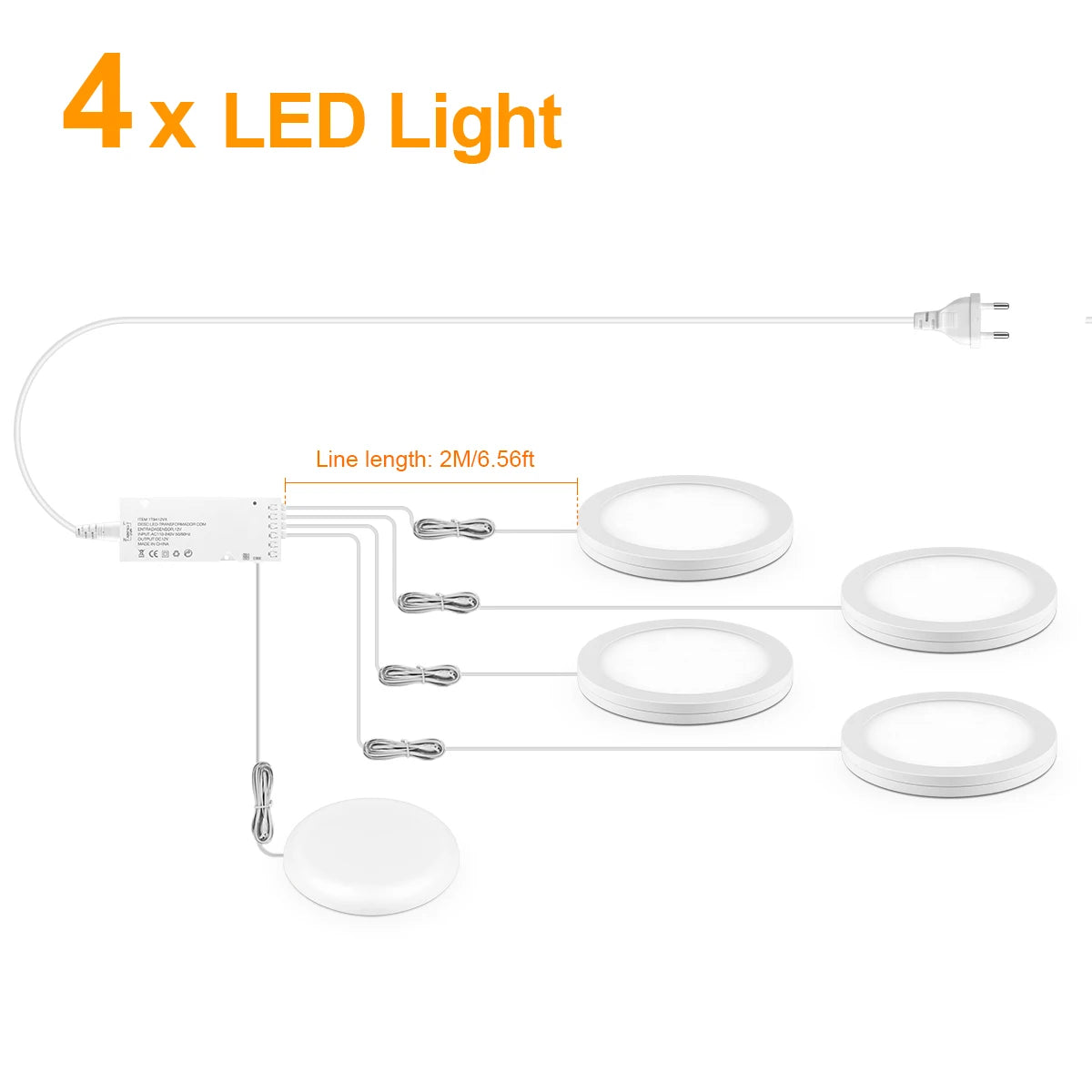5W 12V Ultra-Thin LED Cabinet Puck Light Dimmable Touch Sensor Through-Wood AC 100-240V