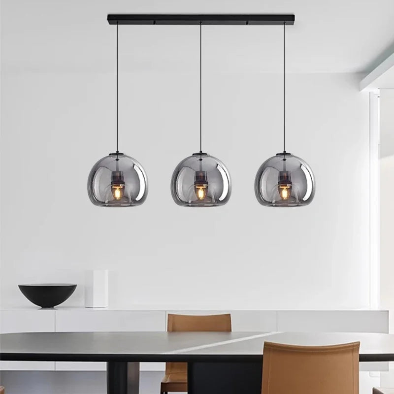 Modern Glass Ironware LED Pendant Chandelier 1 3 5 Heads 9-45W 3-Mode AC 90-240V