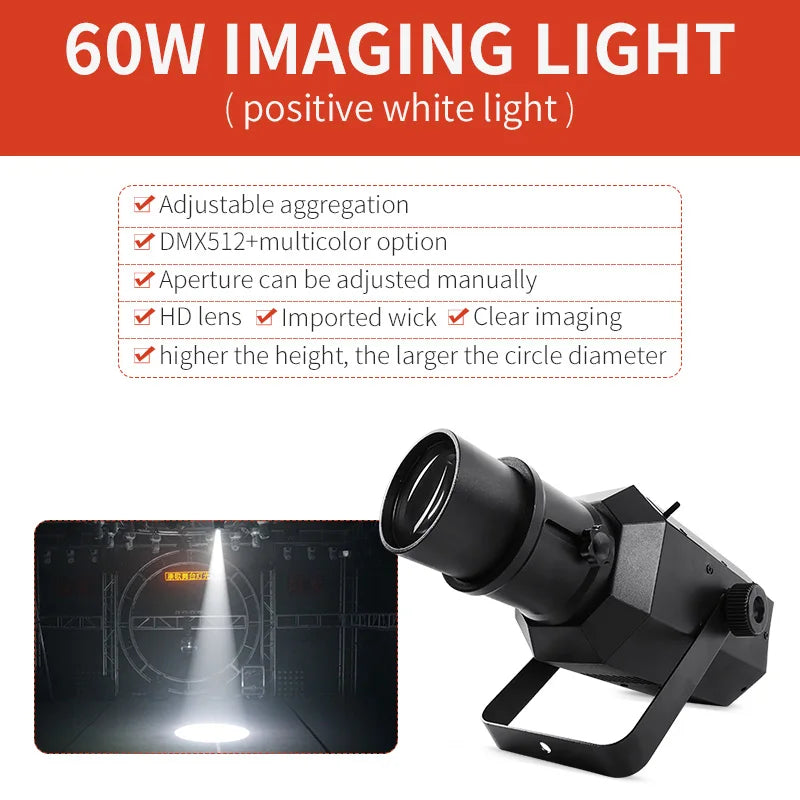 80W COB LED Stage Follow Spot Light DMX512 Voice Control Standalone AC 110-220V 30x12x12cm