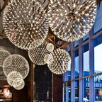 Modern Spark Ball LED Chandelier Stainless Steel Brushed 200cm Cable AC 110-240V 15-70m²