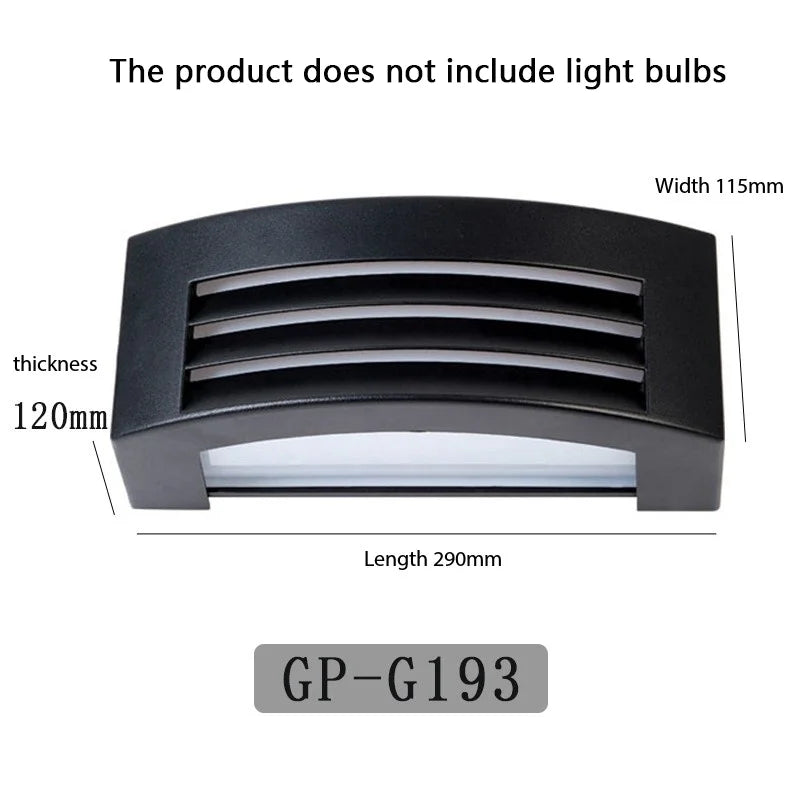 IP65 LED Outdoor Wall Lamp E26 60W Max Die Cast Aluminum Frosted Up and Down 290 x 120 x 115mm AC 85-265V Porch Garden Villa 2 Pack