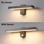 PIR Motion Sensor LED Wall Lamp IP65 340° Rotatable 20-50cm Warm White AC 85-265V Black