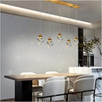 Modern Crystal Raindrop LED Chandelier Pendant Light 5 Head Gold Aluminum Cord Pendant AC 90-260V Living Room Dining Room