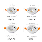 360° Adjustable Dimmable COB LED Recessed Downlight 5W 7W 10W 12W 15W 18W 20W