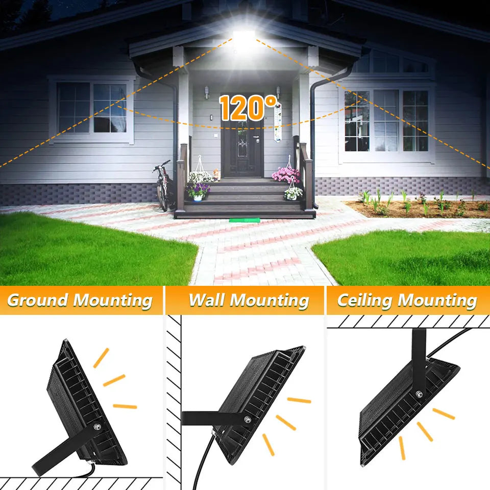 IP66 PIR Motion Sensor LED Flood Light 20W 30W 50W 70W 100W 150W 200W 300W Die Cast Aluminum 120 Degree AC 100-130V or 175-265V Garden