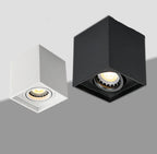 Square Surface-Mount LED Downlight 7W 12W Replaceable GU10 360° Pivot CRI 90+ AC 85-265V