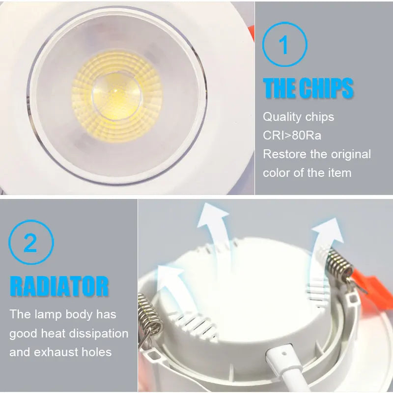 Angle-Adjustable Rotating LED Recessed Downlight 3W 5W 7W 9W 12W SMD2835 AC 110-240V