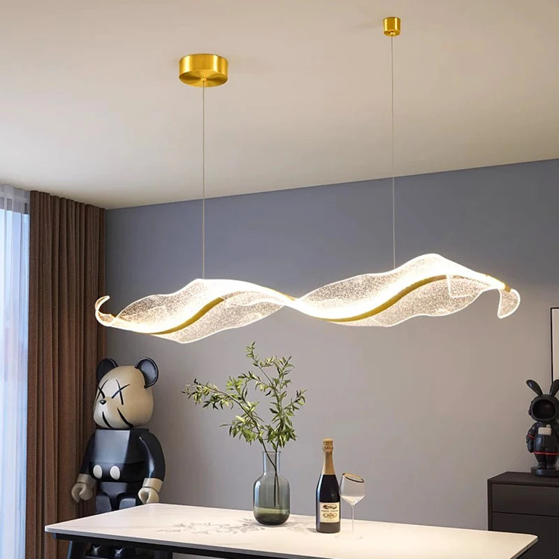 Modern Linear LED Pendant Chandelier 30-90W Ironware Acrylic 4-Mode Dimmable AC 90-265V
