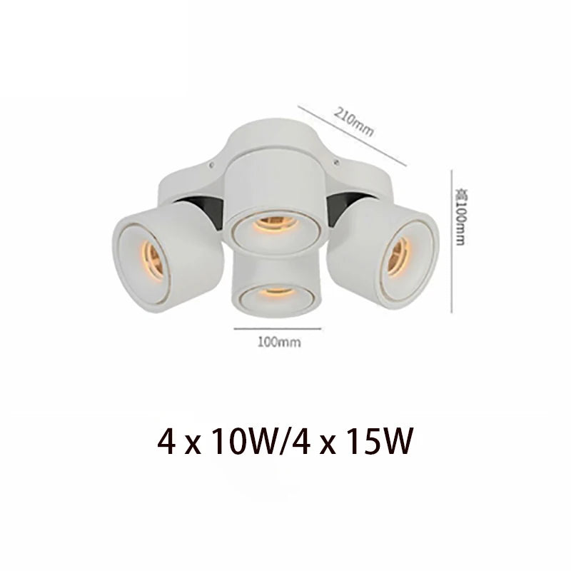 90° Fold 350° Rotate Dimmable COB LED Ceiling Downlight 10W 15W CRI 90+ AC 85-265V Black