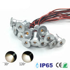 1W DC 12V Mini LED Recessed Spotlight IP65 D20mm 15mm Cutout 30° 120° Dimmable 7-Color