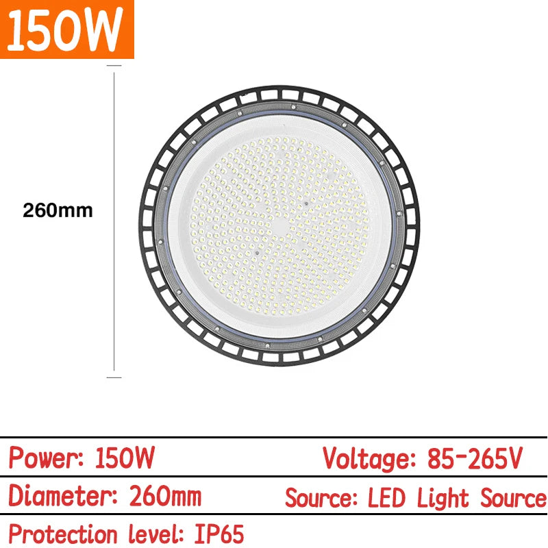UFO LED High Bay Light 100W 150W 200W 300W SMD2835 IP65 6000-6500K AC 85-265V Warehouse