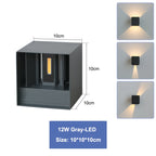 IP65 LED Wall Lamp 6W 12W Aluminum Clear Glass Up and Down AC 90-260V Indoor Outdoor Waterproof Black White Gray