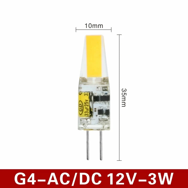 G4 LED COB Bulb 6W 250lm 360° CRI 80+ DC 12V Warm Cool White 10-Pack Chandelier
