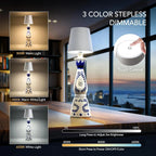 USB Rechargeable LED Table Lamp 5W Touch Control 3 Color Temperatures Stepless Dimming IP54 ABS Acrylic 1200mAh Bar Restaurant Camping