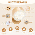 USB Rechargeable Magnetic LED Wall Lamp 360 Degree Rotating Touch Dimmable 4000K ABS Wood Grain Battery Powered Cordless Sconce
