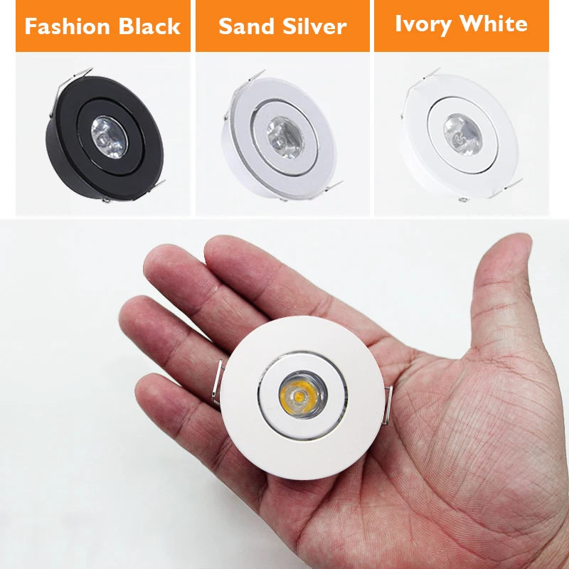 Mini Dimmable LED Recessed Downlight 1W 3W 52mm 45° CRI 80+ IP52 AC 85-265V 6 Pack