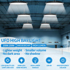 4-Pack UFO LED High Bay Light 100W 200W 30,000lm 5000K 120° IP65 AC 85-265V Warehouse