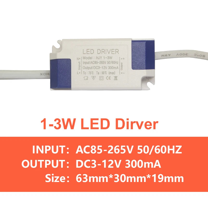 Isolated Constant Current LED Driver 1-3W 4-7W 8-12W 18-24W 36W 260-300mA AC 85-265V