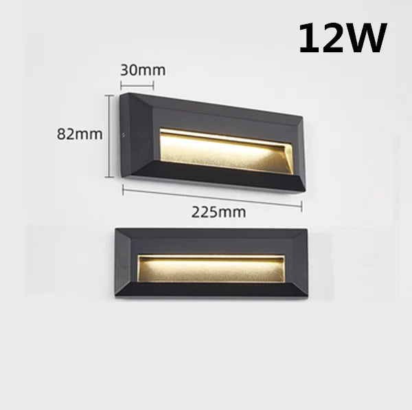 6W 9W 12W IP65 LED Wall Lamp Black Aluminum Tempered Glass AC 85-265V DC 12V Warm Cool White