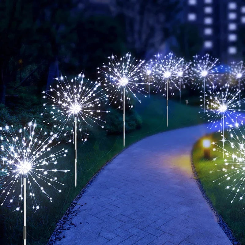 Solar LED Firework Dandelion Garden Stake Light IP68 Waterproof Stainless Steel ABS Colorful Outdoor Lawn Landscape Decor