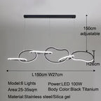 Modern LED Pendant Light 3-6 Heads 40-100W 3-CCT Dimmable RF Remote AC 90-260V Black Gold