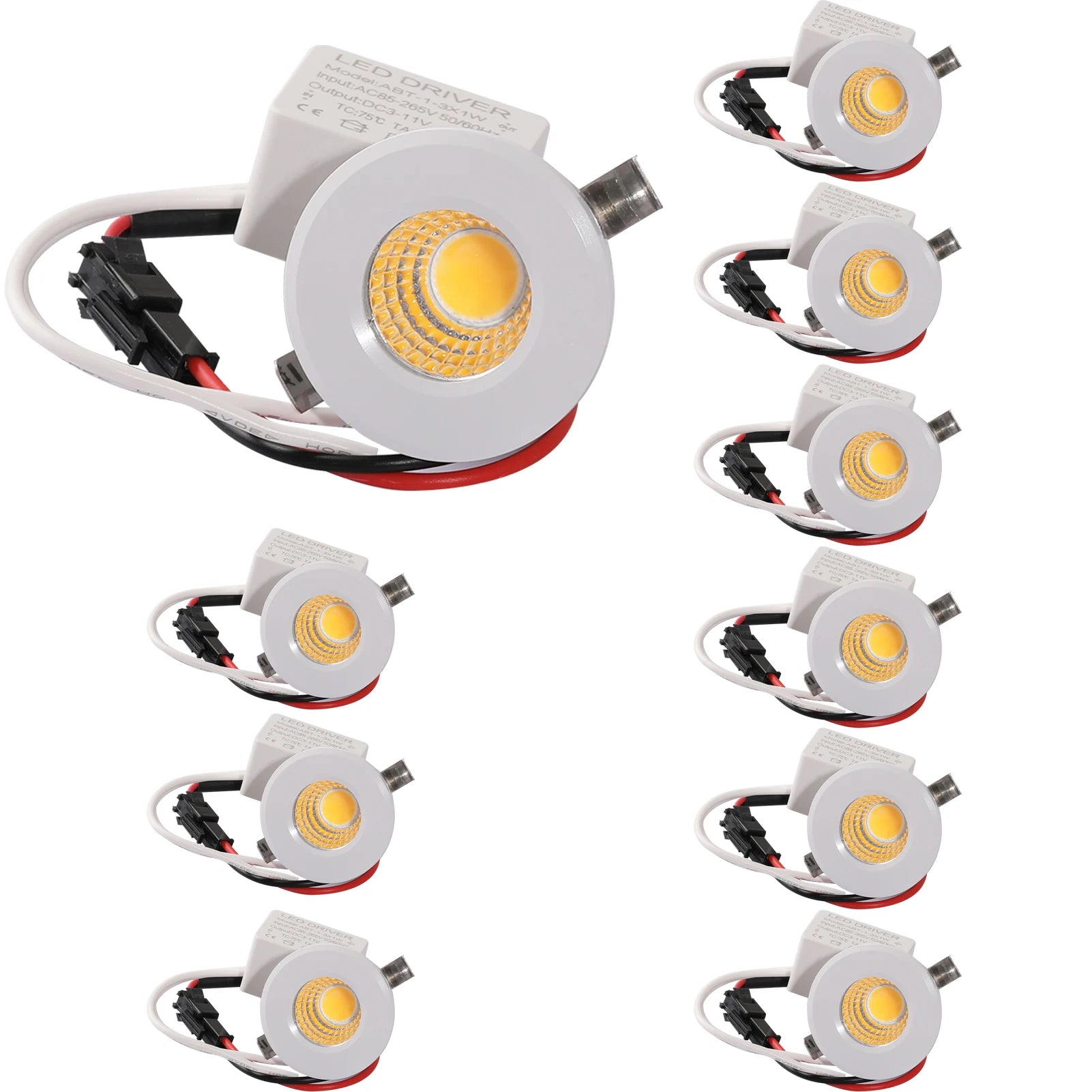 Mini COB LED Recessed Spotlight 3W 270lm D37mm 29mm Cutout AC 90-260V Dimmable 10 Pack