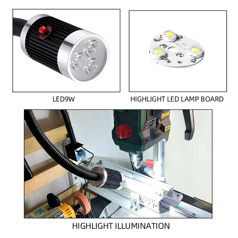LED Machine Tool Work Light 3W 6W 9W Flexible Hose Arm Magnetic Screw Base CCC