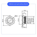 Ultra Short Momentary Push Button Switch 19mm 22mm 25mm 30mm 1A Stainless Steel Aluminum Bicolor Tricolor LED 3V to 220V with Wire