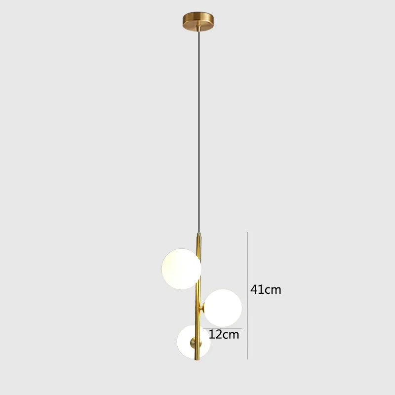 Nordic Glass Ball LED Pendant Chandelier 2 or 3 Heads G4 12cm Ball Black Gold AC 85-265V