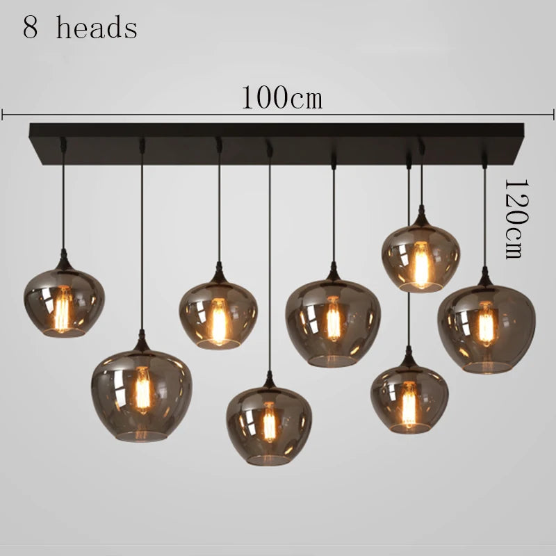 Modern Multi-Head Glass Pendant Chandelier 3 6 8 10 12 Heads 21-114W Dimmable AC 90-265V