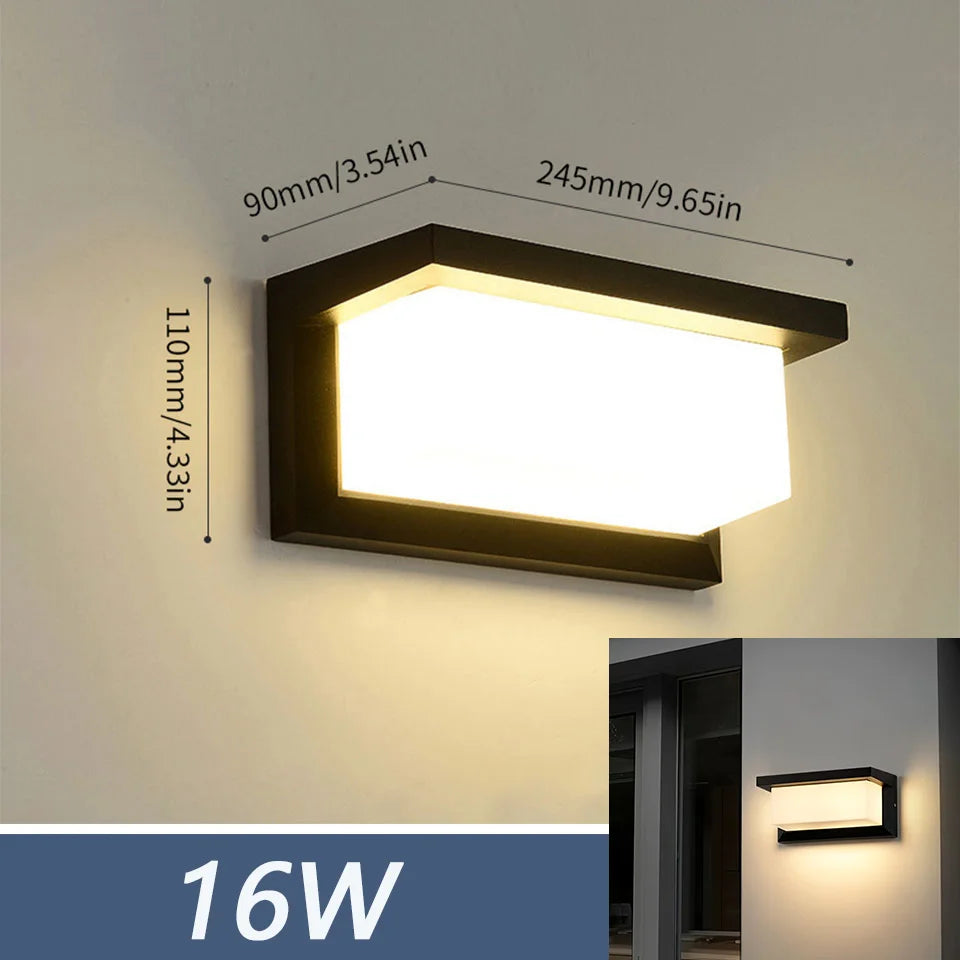 IP66 LED Outdoor Wall Light 16W 30W Radar Motion Sensor AC 85-265V Porch Garden Balcony