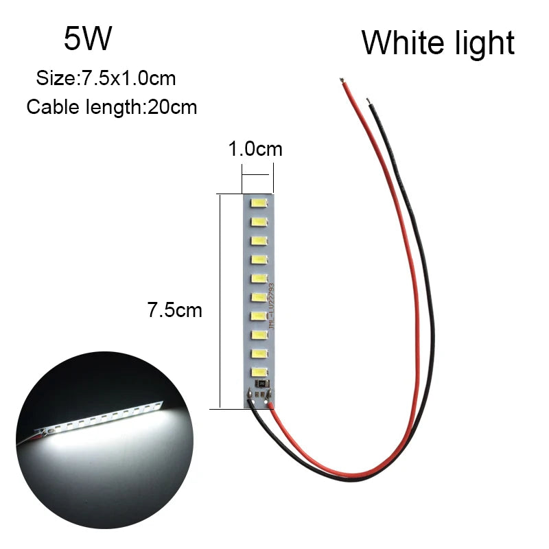SMD5730 LED Chip Board 3W 5W 10W 30W DC 5V 20cm Wire DIY Bulb Replacement Board