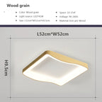 Nordic Wood Grain LED Ceiling Light Dimmable Remote Control 42cm 52cm Acrylic Iron Surface Mount AC 90-260V Bedroom Living Room