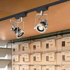 Industrial LED Track Light Set 3-4 Lights Brushed Nickel Aluminum AC 110-240V 5-Year Warranty