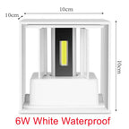 6W 12W IP65 COB LED Wall Lamp 90-100lm/W 100° Adjustable AC 85-265V White Black 100x100mm