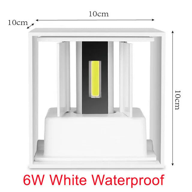 6W 12W IP65 COB LED Wall Lamp 90-100lm/W 100° Adjustable AC 85-265V White Black 100x100mm
