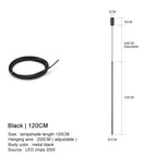 Modern Linear LED Chandelier Pendant Light 3 Head Black Brushed Aluminum Adjustable Wire Dining Room Kitchen Island
