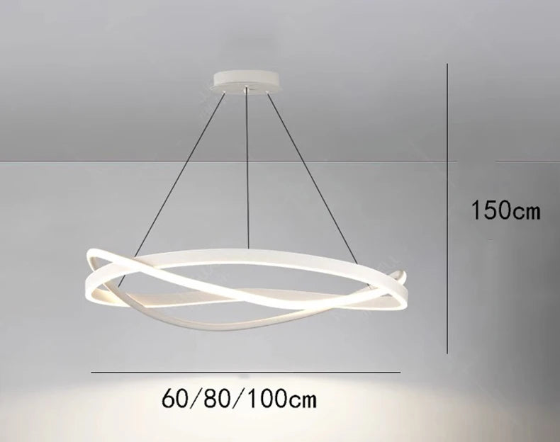 Modern Circular LED Ring Pendant Chandelier 60cm 80cm 100cm 72-144W Dimmable AC 90-265V
