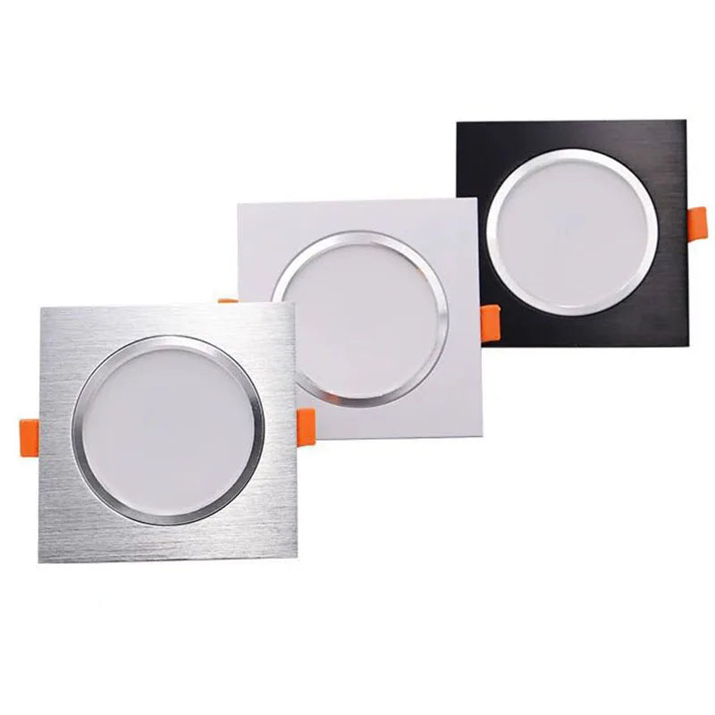 Dimmable Square LED Recessed Downlight 3W 5W 7W 9W 12W 15W CRI 85+ 120° AC 110-220V