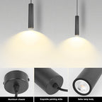 Modern Aluminum LED Pendant Light 10W 15W Long Tube 6x16cm 6x30cm AC 110-265V Black