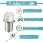 P13.5S LED Flashlight Replacement Bulb 0.5W DC 6V 12V 120 Degree SMD 2835 Warm White 3000K Cool White 6000K 50000 Hours Torch Upgrade