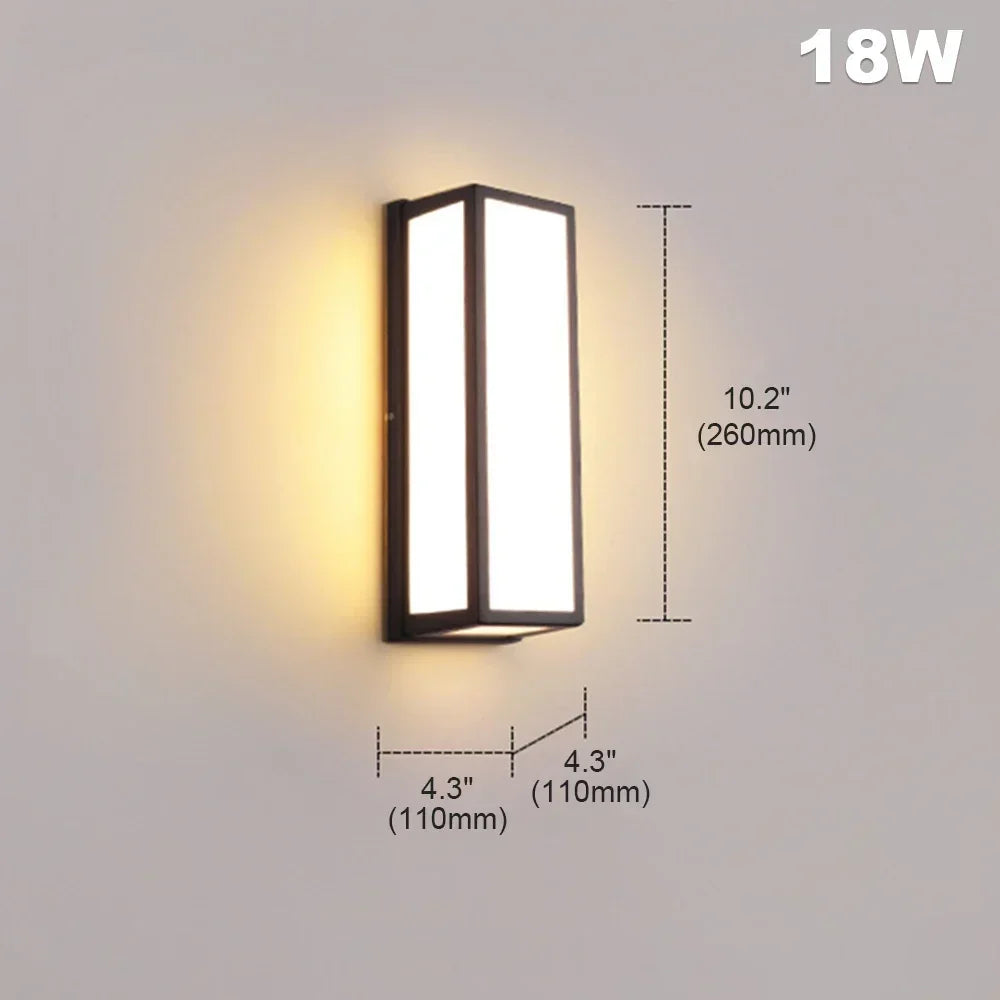 IP65 LED Outdoor Wall Lamp 18W 30W 50W Warm White Iron Motion Sensor AC 110-240V Porch Balcony Garden Security Wall Light