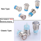 Metal LED Push Button Switch 12 16 19 22mm IP65 Self-Reset Self-Lock 5A 250V CE RoHS CCC