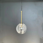 Nordic Glass Ball Pendant Light D15 20 25cm G4 Clear Glass Iron White Black Gold AC 90-260V