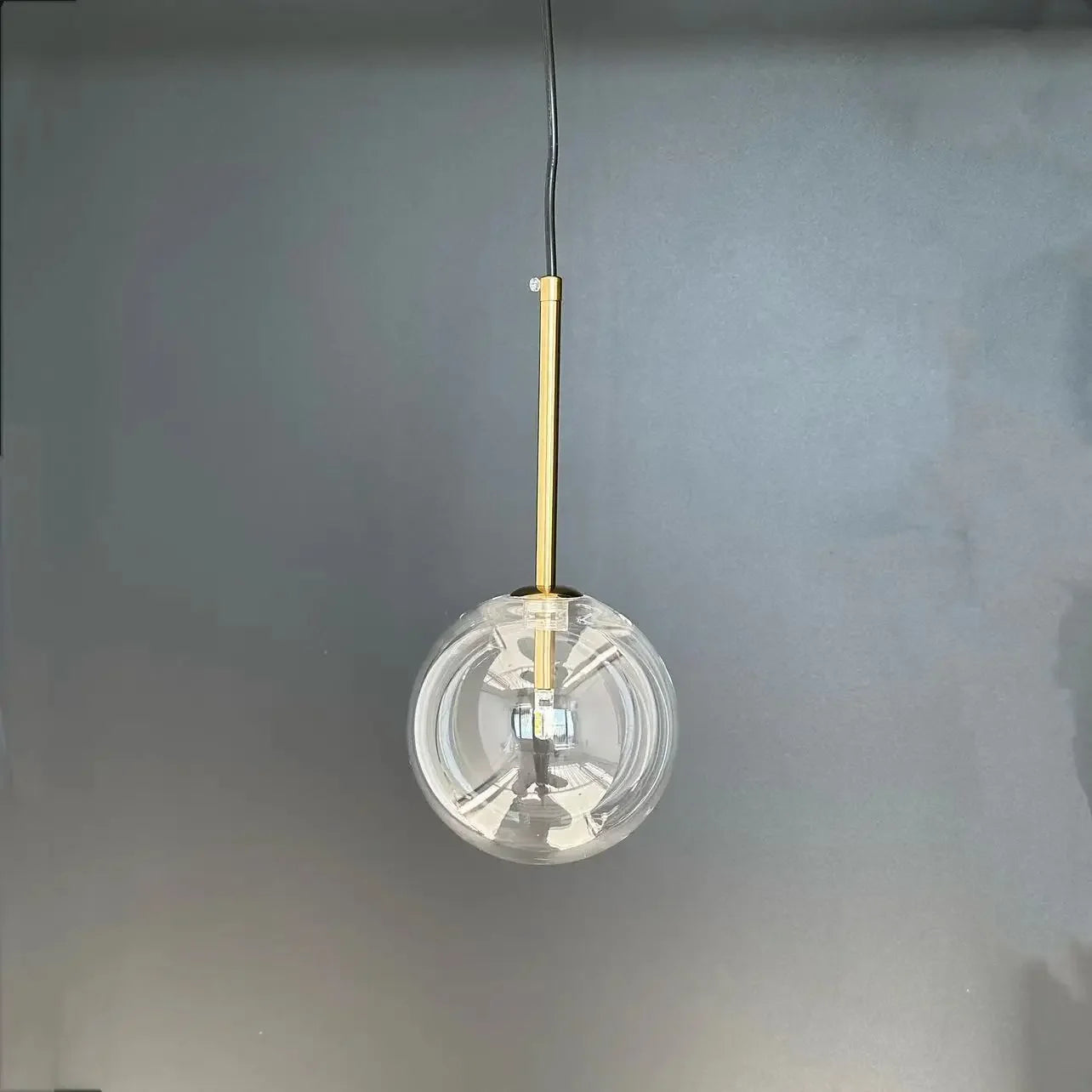 Nordic Glass Ball Pendant Light D15 20 25cm G4 Clear Glass Iron White Black Gold AC 90-260V