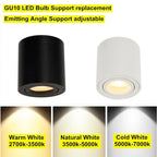 GU10 Replaceable Surface-Mounted LED Downlight 9W 12W 15W CRI 80+ 100-110lm/W AC 85-265V