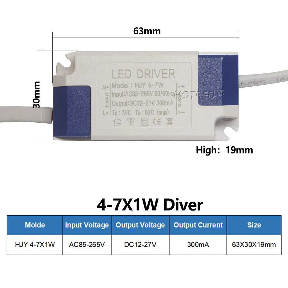 Isolated Constant Current LED Driver 1W-36W 260-300mA AC 85-265V Overvoltage Short Circuit Protection