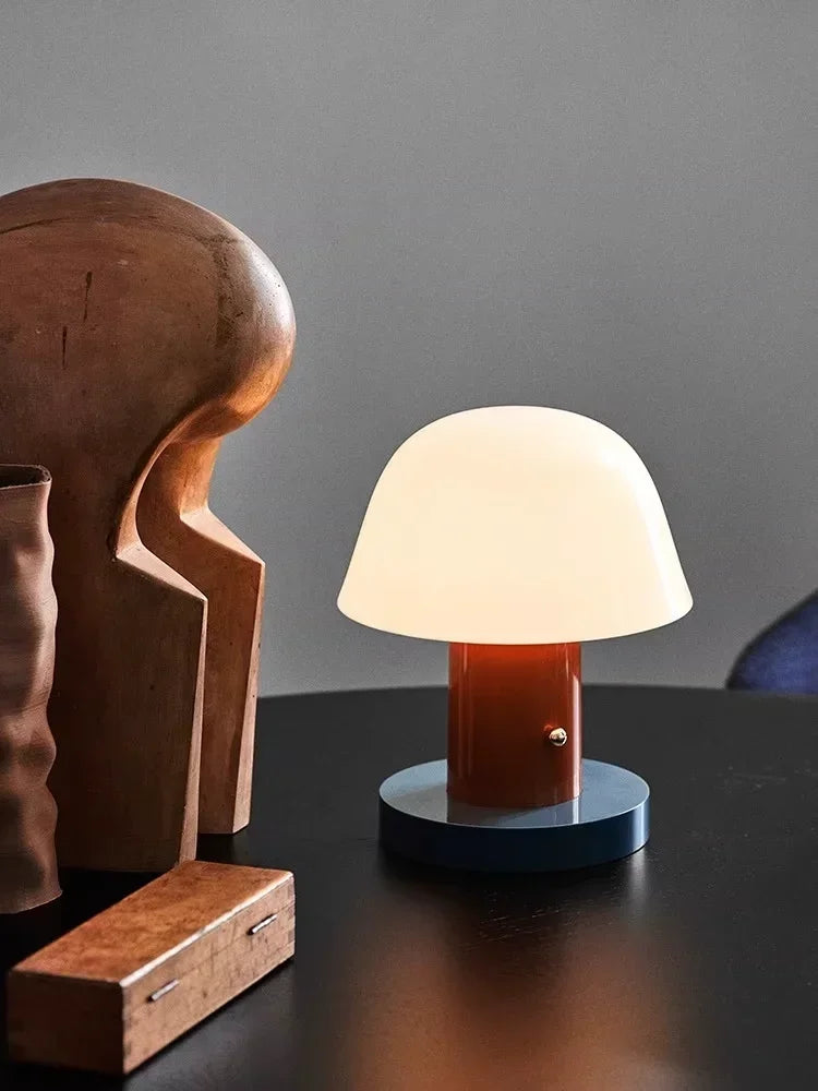 Nordic Retro Mushroom Table Lamp Touch Dimmable USB Charging AC 90-260V Bedroom Bedside